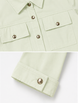 Girls Mint Green Cargo Co-ord Set – Button Down Shirt & Wide Leg Pants