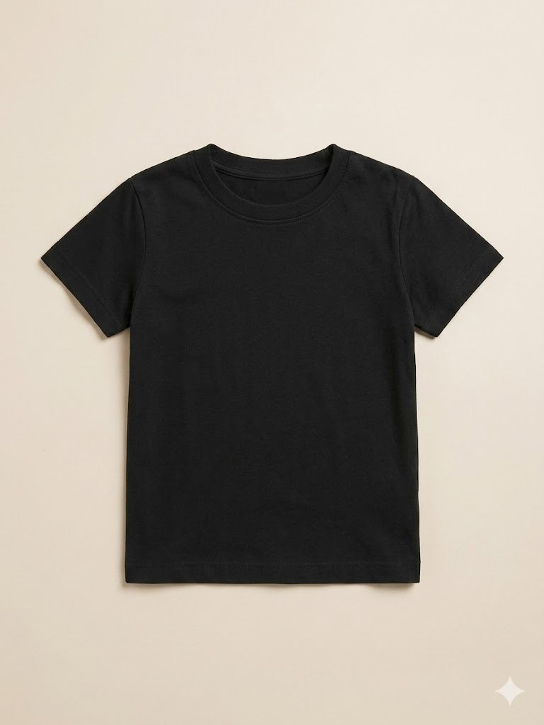 Boys Black Basic T-Shirt – Casual Cotton Short Sleeve Top