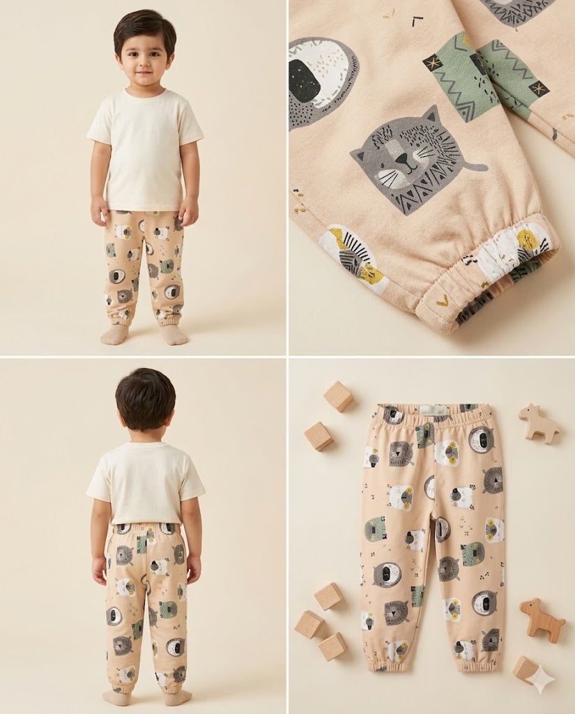 Kids Printed Elastic Waist Pants – Casual Soft Cotton Trousers