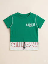 Boys Green Graphic T-Shirt – Casual Cotton Short Sleeve Top