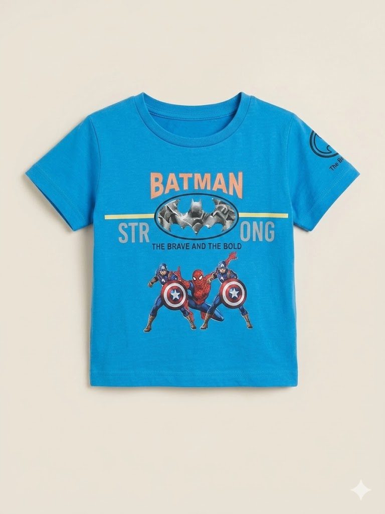 Boys Blue Graphic T-Shirt – Casual Cotton Short Sleeve Top