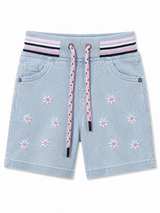 Girls Light Blue Floral Denim Shorts – Cute Summer Kids Shorts