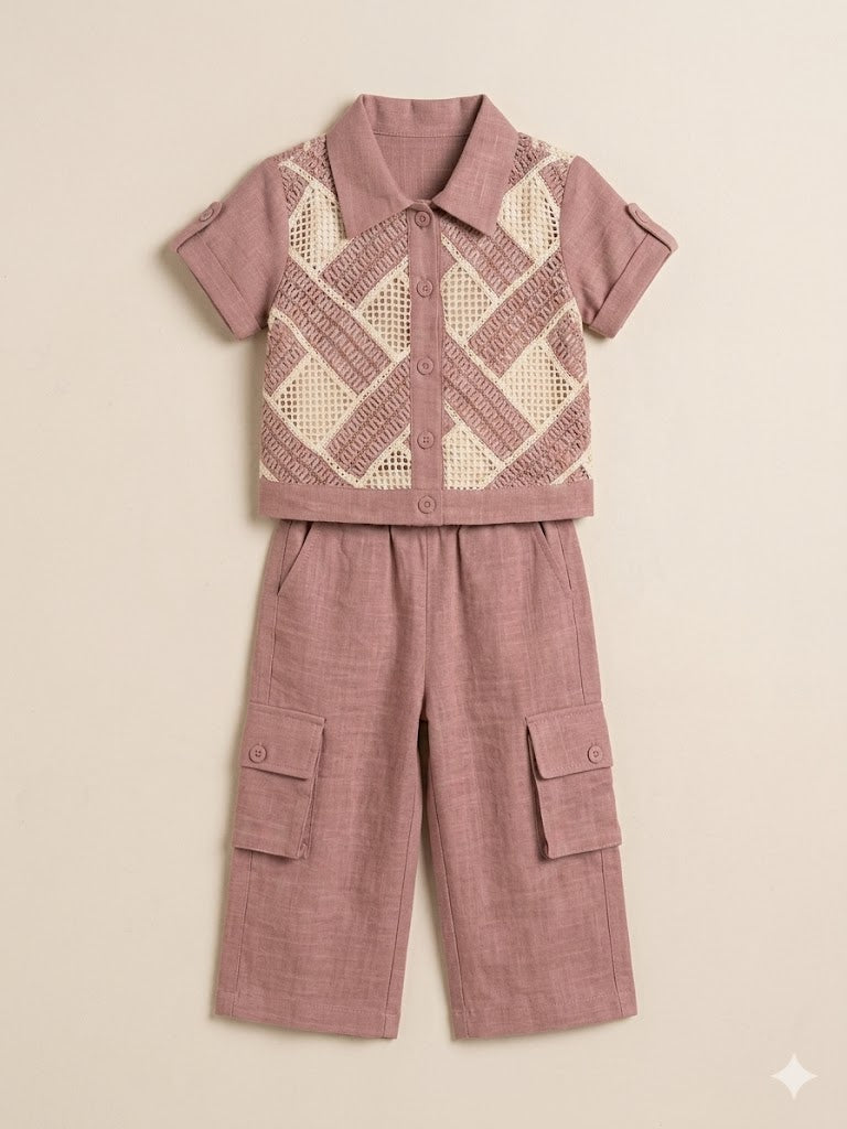 Girls Printed Shirt & Trousers Set – Casual Cotton Outfit