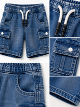 Kids Blue Denim Cargo Shorts