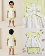 Girls Yellow Peplum Top & Shorts Set – 2-Piece Summer Outfit