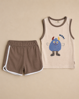 Cute Monster Kids Summer Co-Ord Set – Sleeveless Graphic Tank Top & Soft Shorts (2 Pcs)
