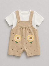 Baby Girls Floral Dungaree Romper Set – Soft Cotton Summer Outfit (2 Pcs)