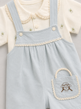 Baby Girls Cute Dungaree Romper Set – Soft Cotton Top & Suspender Shorts Outfit (2 Pcs)