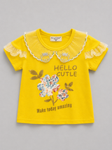 Baby Girls Floral Fancy T-Shirt – Cute Ruffle Sleeve Summer Top