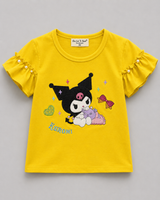 Baby Girls Cartoon Fancy T-Shirt – Cute Pearl Sleeve Summer Top
