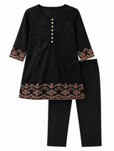 Girls Embroidered Black Kurti – Premium Ethnic Wear