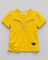 Girls Stylish Zip Detail T-Shirt – Trendy Casual Summer Top