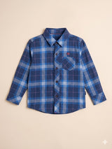 Boys Blue Check Shirt – Casual Cotton Long Sleeve Top