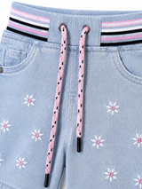 Girls Light Blue Floral Denim Shorts – Cute Summer Kids Shorts