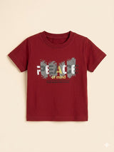 Boys Red Graphic T-Shirt – Casual Cotton Short Sleeve Top