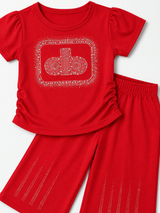 Girls Red Rhinestone Co-Ord Set