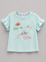 Girls Embroidered Ruffle Sleeve T-Shirt – Cute Casual Summer Top