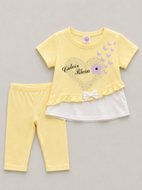 Baby Girls Heart Print Co-Ord Set – Cute Top & Leggings Outfit (2 Pcs)