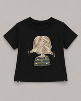 Girls Black Cartoon Graphic T-Shirt – Stylish Casual Kids Tee