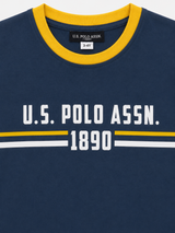 Kids Navy Blue Printed T-Shirt – U.S. Polo Style Casual Tee for Boys