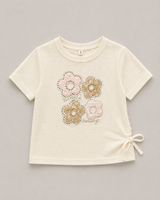 Girls Floral Embroidered Cream T-Shirt – Stylish Casual Kids Top