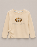 Girls Beige Fashion Print Full Sleeves Top – Stylish Kids Shirt