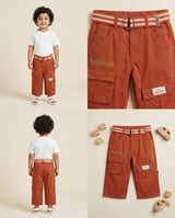 Boys Rust Orange Cargo Shorts – Casual Summer Utility Shorts