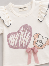 Baby Girls Pearl Heart Fancy T-Shirt – Cute Ruffle Sleeve Summer Top