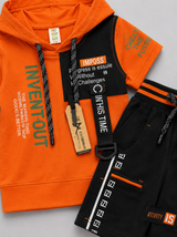Boys Sporty Hoodie Co-Ord Set – Graphic Hooded T-Shirt & Shorts (2 Pcs)