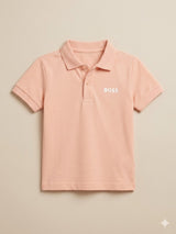 Boys Peach Polo T-Shirt – Casual Cotton Short Sleeve Top