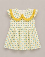 Girls Heart Print Frill Collar Dress – Cute Summer Kids Frock