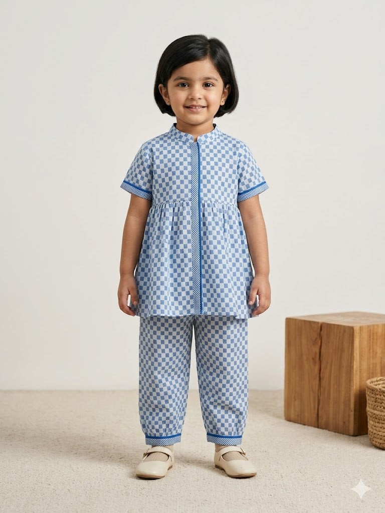 Kids Soft Cotton Printed Night Suit – Short Sleeve Top & Pajama Set