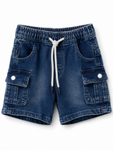 Girls Dark Blue Denim Cargo Shorts