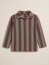 Boys Brown Striped Casual Shirt – Long Sleeve Premium Kids Shirt