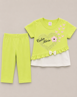 Girls Lime Green Heart Print 2 Piece Suit – Cute Summer Kids Outfit