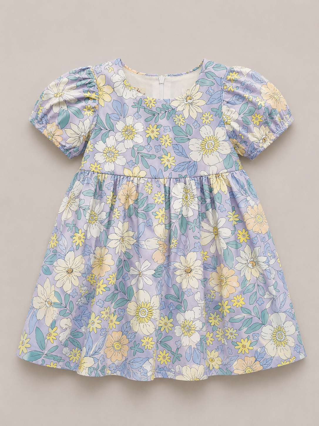 Girls Floral Puff Sleeve Dress – Elegant Summer Party Frock