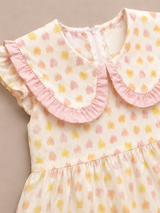 Girls Heart Print Frill Collar Dress – Cute Kids Summer Frock