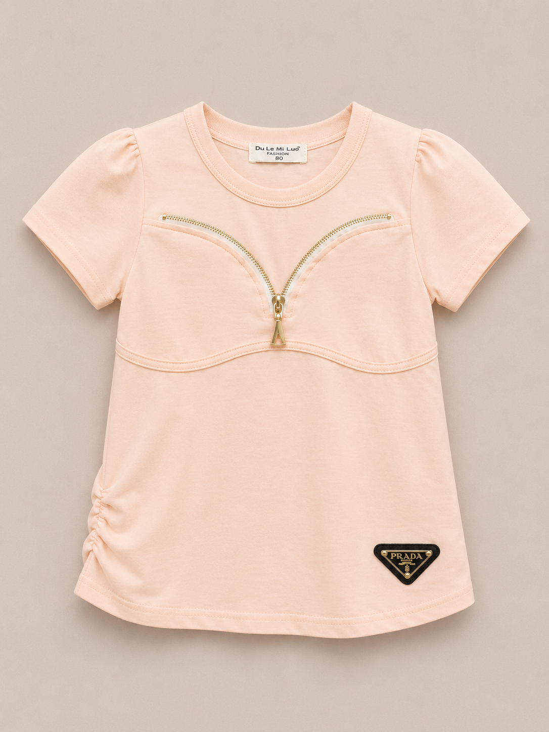 Girls Peach Fashion Zipper Top – Stylish Casual Kids Shirt