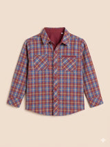 Boys Red & Blue Check Shirt – Casual Cotton Long Sleeve Top