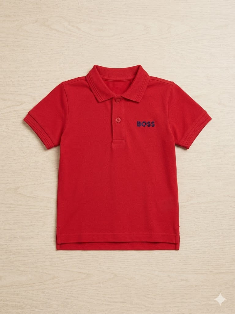 Boys Red Polo T-Shirt – Casual Cotton Short Sleeve Top