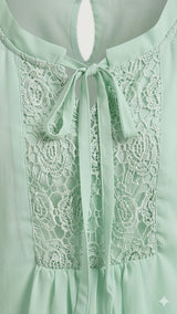 Girls Mint Green Lace Detail Peplum Top