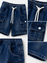 Girls Dark Blue Denim Cargo Shorts