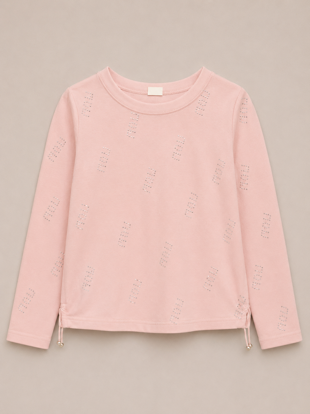 Girls Pink Rhinestone Full Sleeve Top – Stylish Casual Kids Shirt