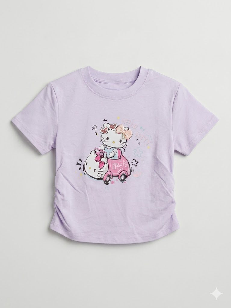 Girls Lavender Hello Kitty Printed T-Shirt