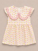 Girls Heart Print Frill Collar Dress – Cute Kids Summer Frock