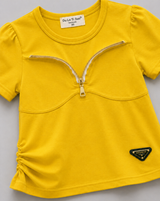 Girls Stylish Zip Detail T-Shirt – Trendy Casual Summer Top