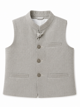 Kids Premium Beige Waistcoat – Formal Ethnic Party Wear Waistcoat for Boys