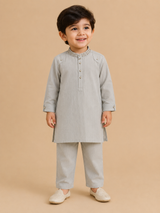 Boys Light Grey Kurta Trouser Set – Elegant Traditional Ethnic Wear for Kids