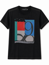 Boys Black Graphic Printed T-Shirt