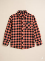 Boys Red & Black Check Casual Shirt